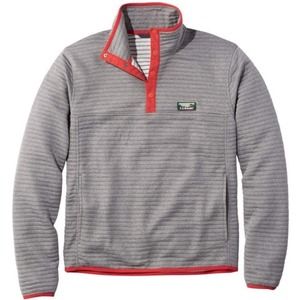 L.L.Bean Mens Airlight Knit Pullover Sweatshirt Snap Front Grey Red Size XXL